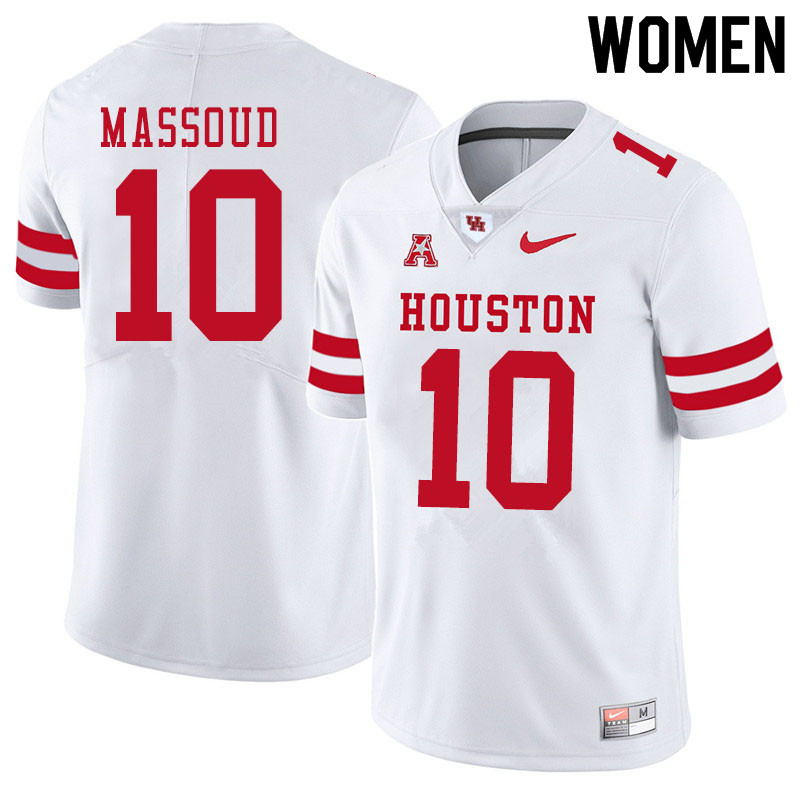 Women #10 Sofian Massoud Houston Cougars College Football Jerseys Sale-White - Click Image to Close